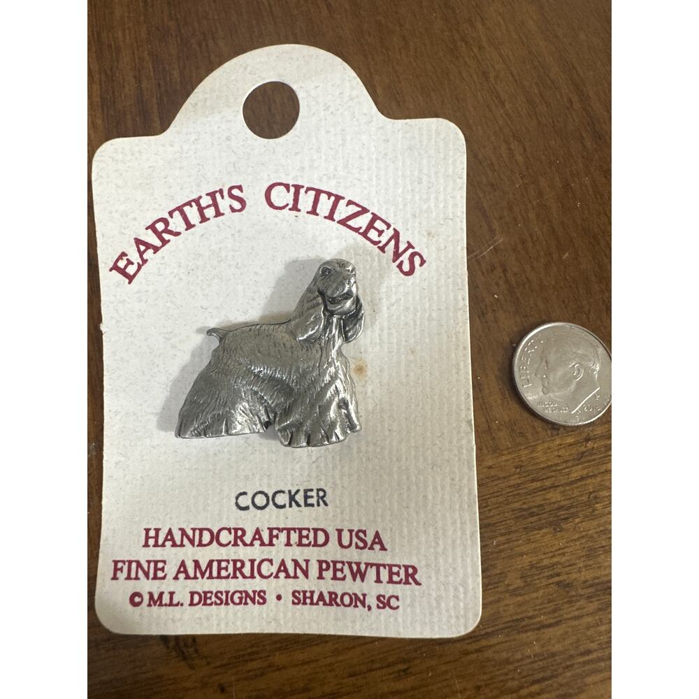 Birth citizens cocker spaniel pin handcrafted USA fine American pewter brand new
